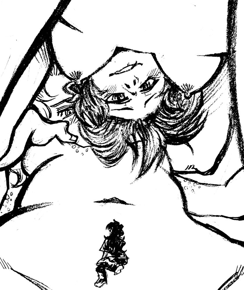 Ed looking up, laying at the bottom of Sarah’s stomach, while Emily looks back down at him, biting down her lip with a mischevious smile, ready to sandwich the boy between her girlfriend and her.