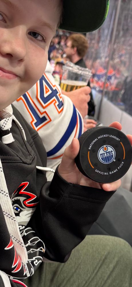 Grandson got a game puck 😀