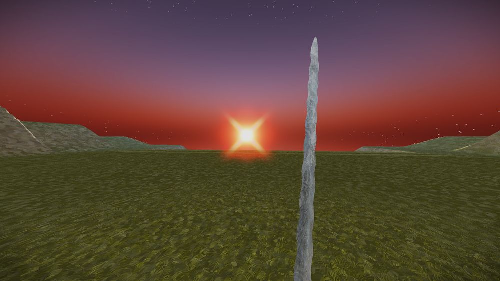 Dawn shot, we can see the cross shapped redish and yellowish bloom around the sun