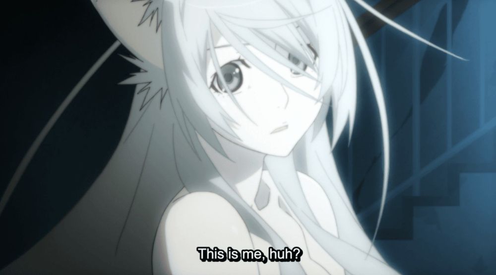 Tsubasa with white hair and cat ears. "This is me, huh?"