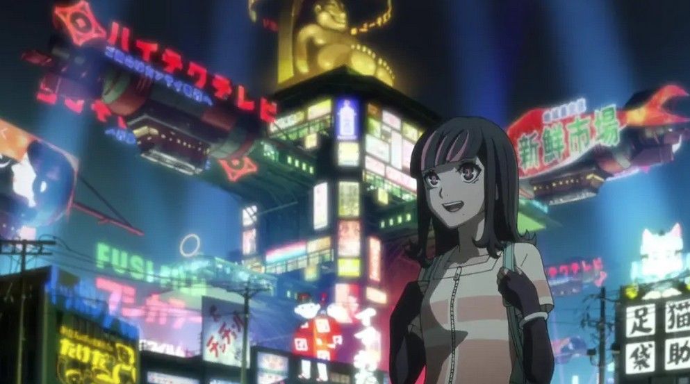 a young woman in a futuristic city