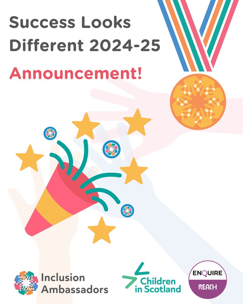  Success Looks Different 2024-25 - Announcement! The image also features the illustration of a medal in the top right corner and the illustration of a confetti cannon with confetti and stars shooting out in the bottom left corner