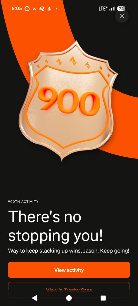 900th Strava activity notification 