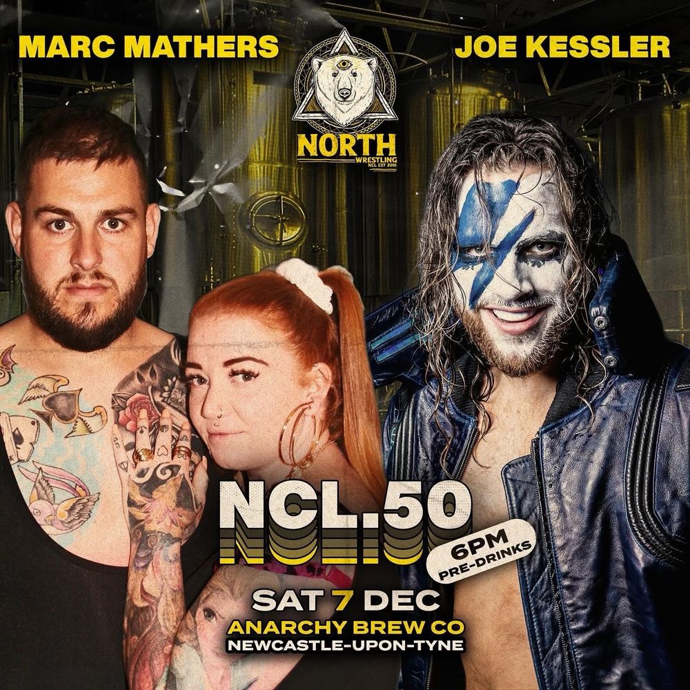 A match graphic showing the pre show match will be between Marc Mathers (with vikki Mathers) and Joe Kessler