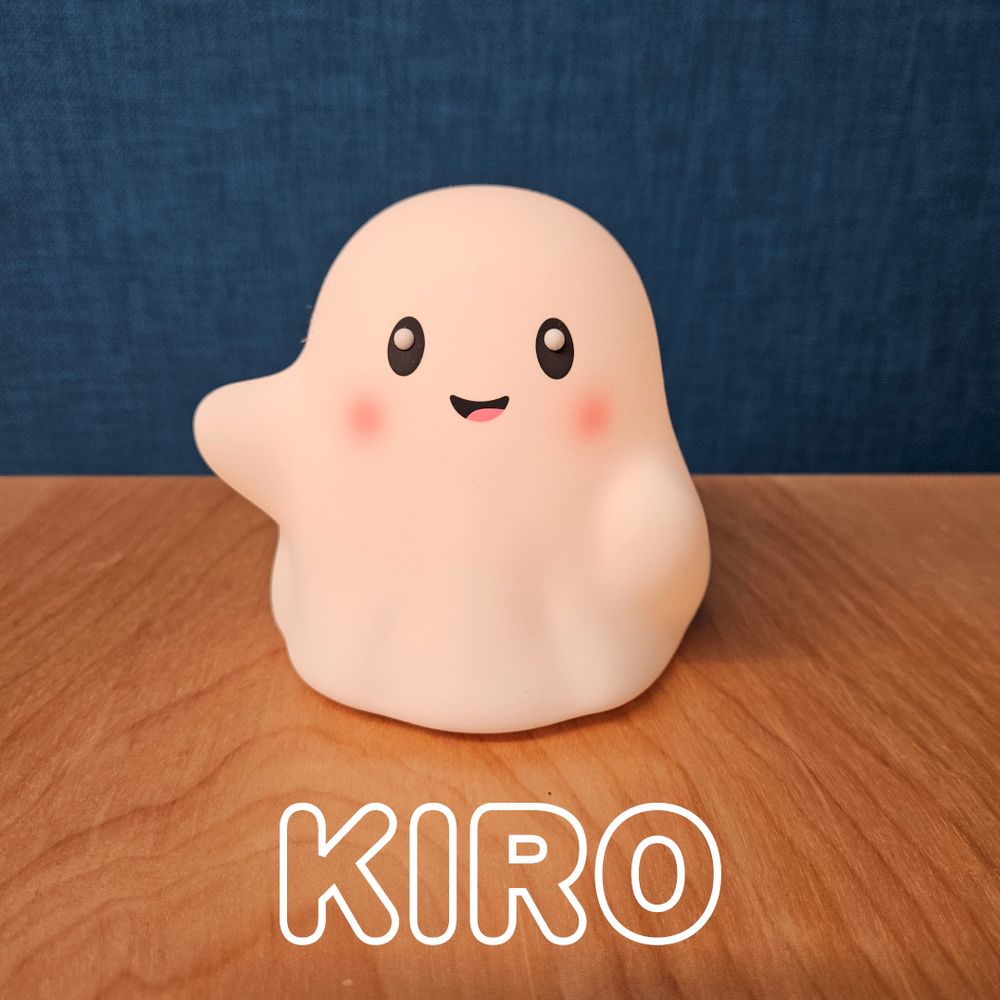 A ghost nightlight with the word Kiro