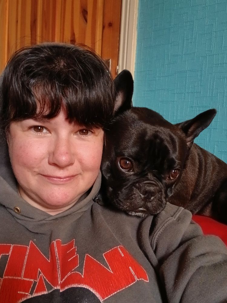 Me and my dark brindle French bulldog