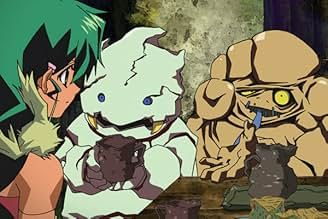 Jasmine from the Deltora Quest anime looking at Jin and Jod, two evil characters.