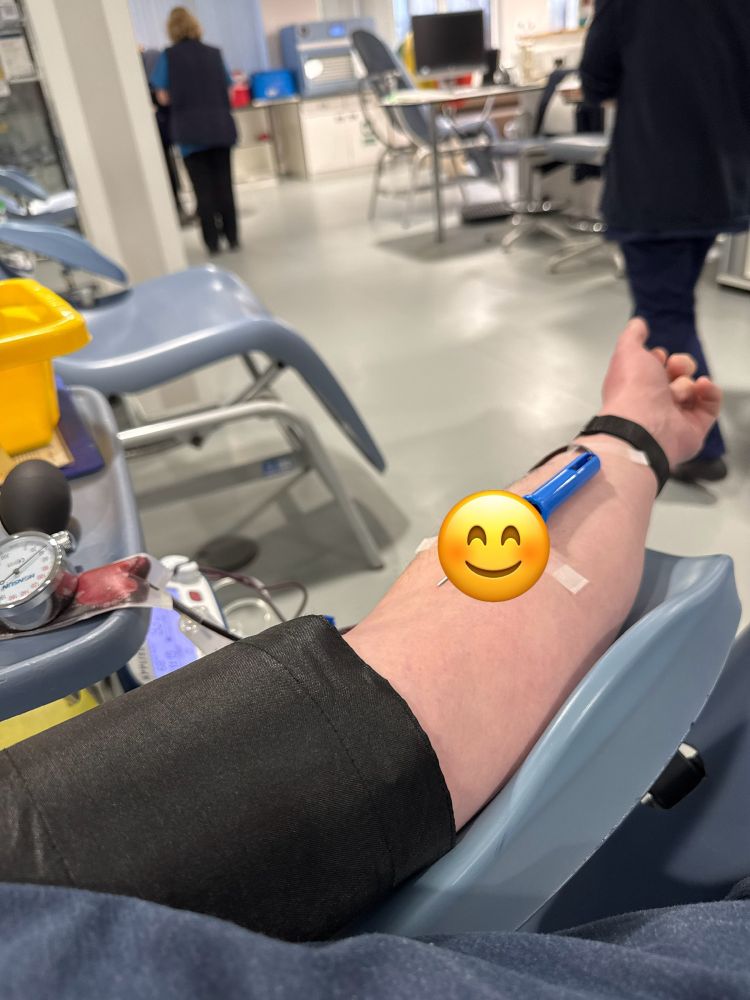 Alec's arm giving blood