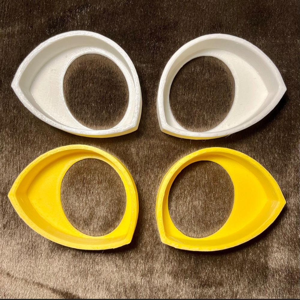 3d printed eyes one set white other yellow, Etsy listing 