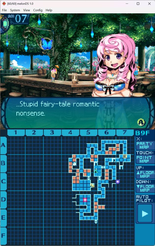 Etrian Odyssey III screenshot. "...Stupid fairy-tale romantic nonsense."