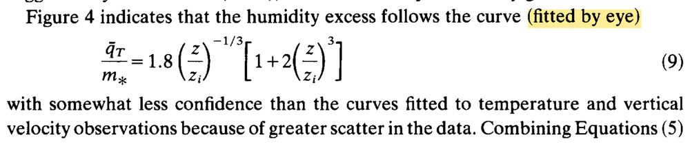 Figure 4 indicates that the humidity excessfollows the curve (fitted by eye)  E= 1.(8c)-‘“[ 1+2Q3] (9)  with somewhat less confidence than the curves fitted to temperature and vertical velocity observations becauseof greater scatter in the data.