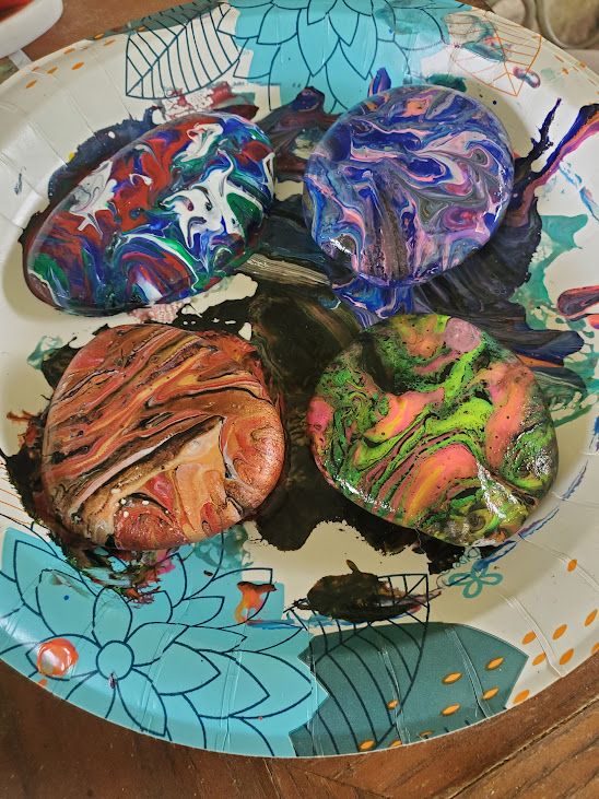 River rocks with paint pour