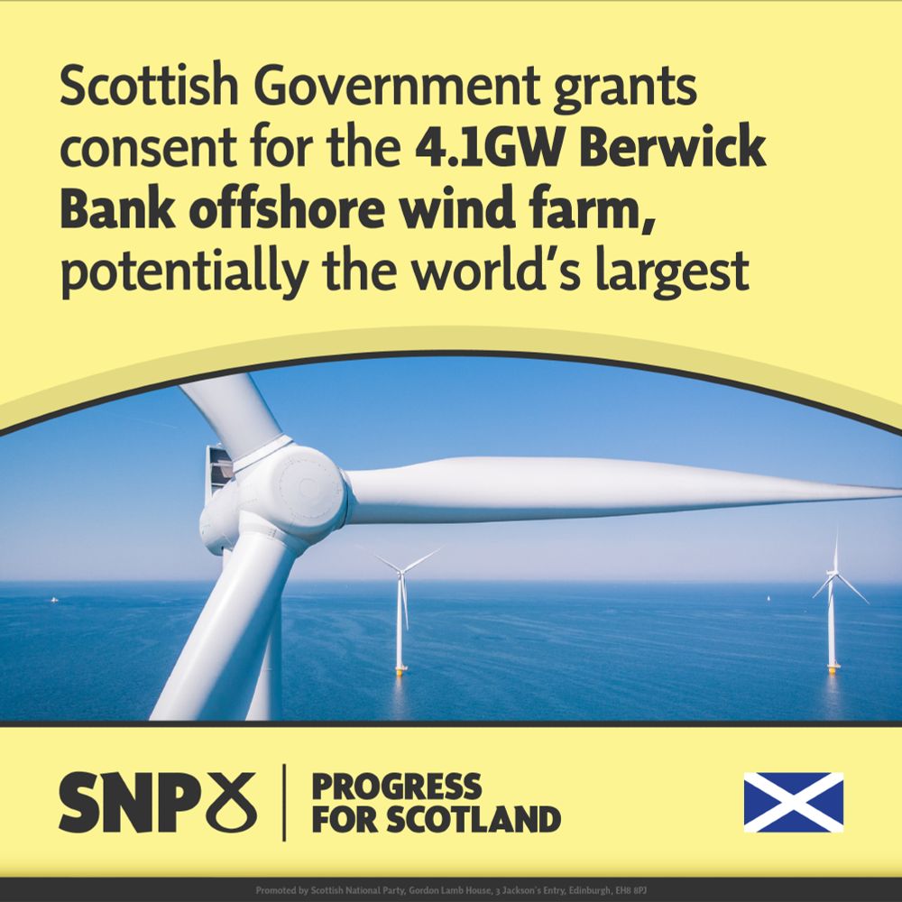 Scottish Government grants consent for the 4.1GW Berwick Bank offshore wind farm, potentially the world's largest