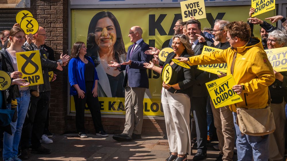 Katy Loudon and John Swinney with SNP activists