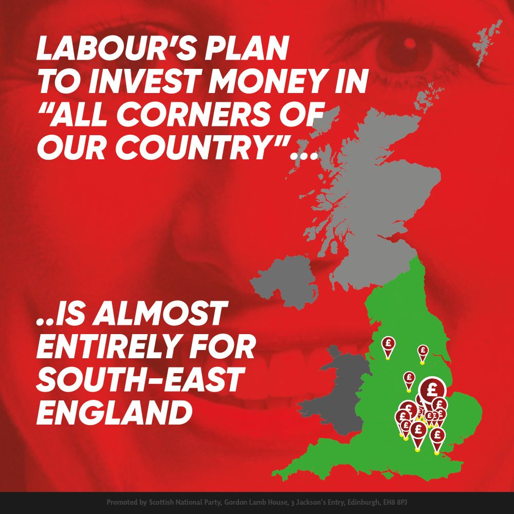 Labour's plan to invest money in "all corners of our country"...is almost entirely for South-East England