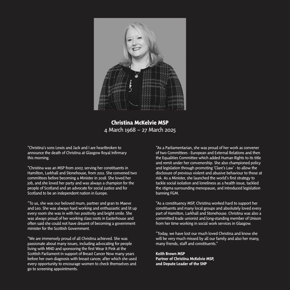 Christina McKelvie MSP, 1968-2025