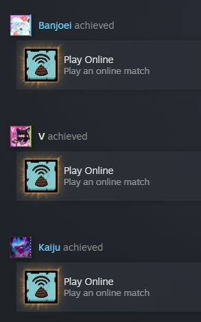 Banjoei, Kaiju, and Vivian all achieving the "Play Online" achievement of the new The Binding of Isaac: Repentance+ DLC