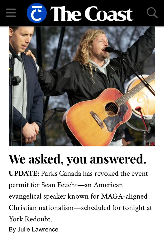 Sean Feucht concert at York Redoubt has been cancelled. The permit has been revoked.