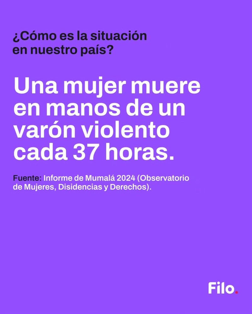 En la imagen se lee: “Una mujer muere en manos de un varón violento cada 37 horas”