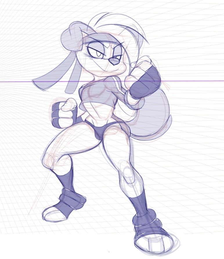 Anthropomorphic Dog in action pose.
He's been redesigned to a rabbit. 