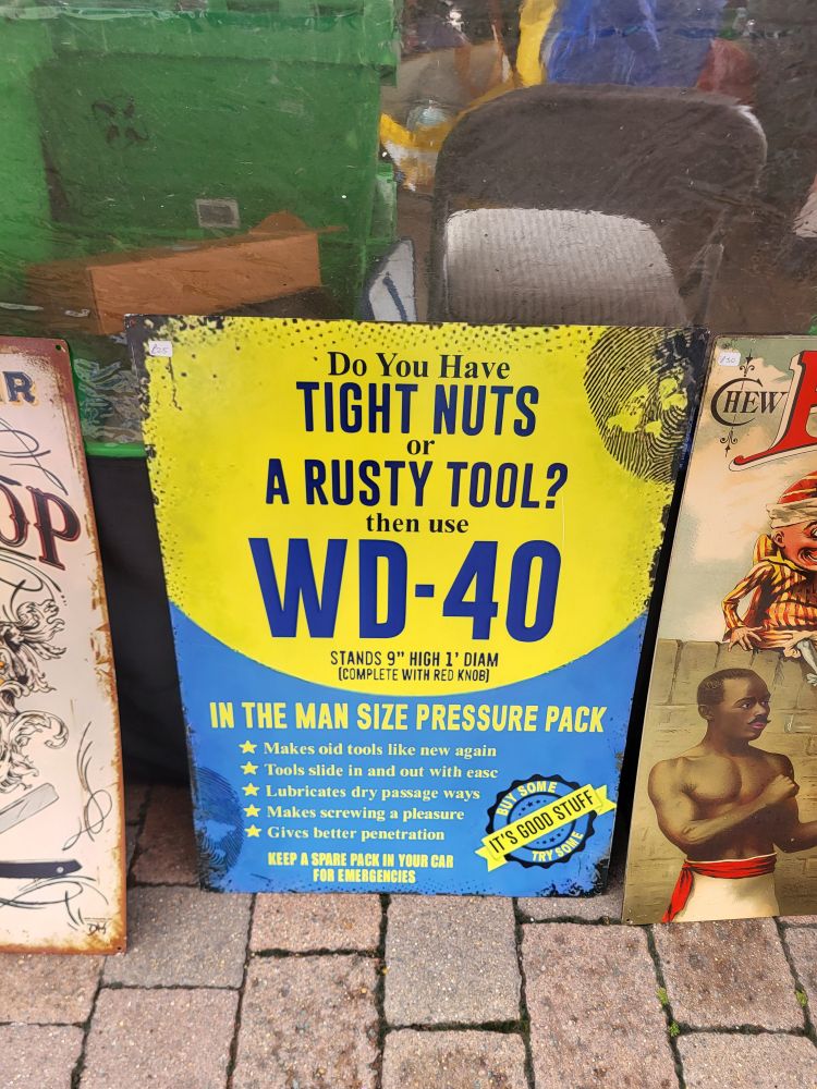 Wd-40 advert asking "Do you have tight nuts or a rusty tool?" 