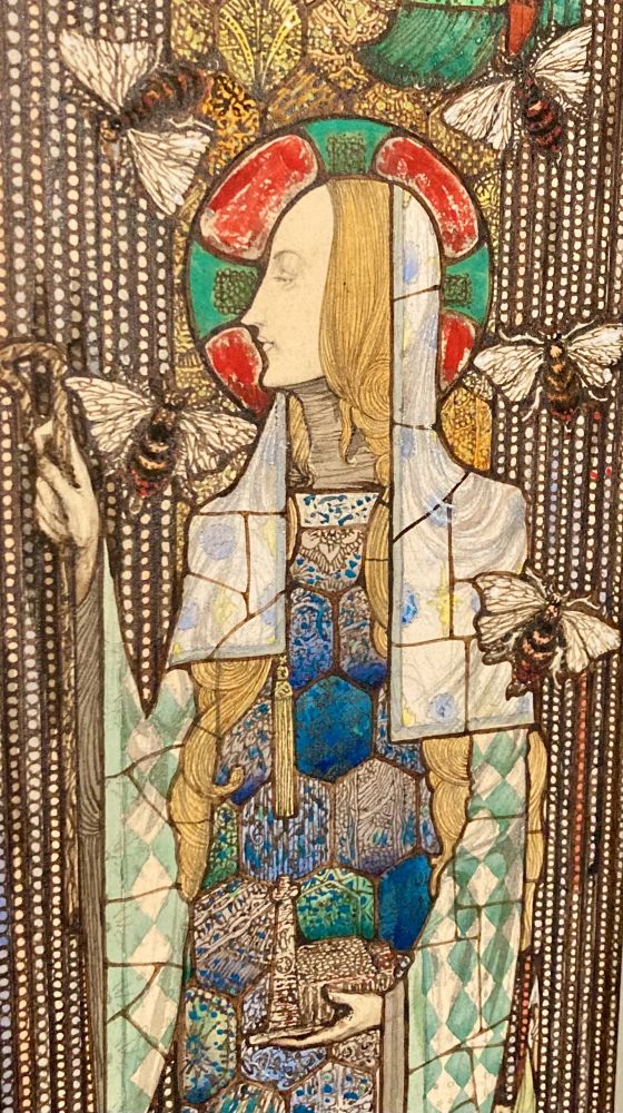 Drawing of St gobnait by Harry Clarke 