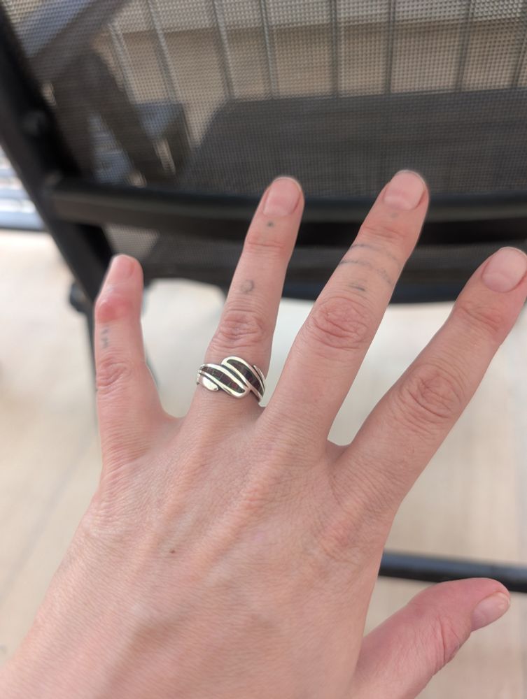 my hand with a pretty silver ring