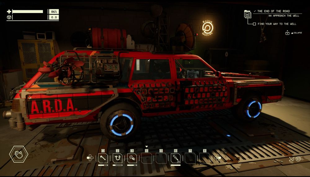 Look a this car, it’s a fucking majestic beast. What was once a flimsy, wood-paneled sedan is now a lead-plated, electric red doom buggy with enough battery power for a fleet of hitachi wands and enough gas tanks to suck a shy hose dry