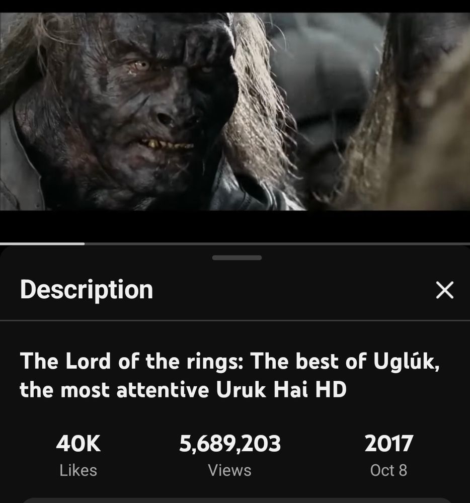YouTube video titled the lord of the rings: the beet of Ugluk, the most attentive Uruk Hai