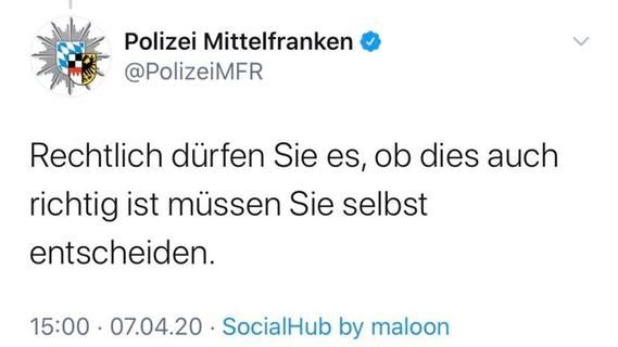 Tweet der Polizei Mittelfranken aus 2020:
Rechtlich dürfen Sie es, ob dies auch richtig ist müssen Sie selbst entscheiden. 