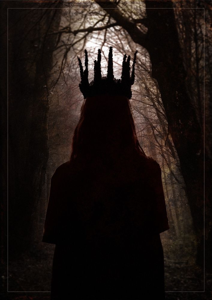 Digitally edited photo of the silhouette of a woman wearing a crown. Edited by eachtotheirown.bsky.social