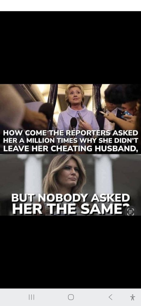 Why did they ask Hillary Clinto a million times why she didn't leave her cheating husband but they never ask Melania?
