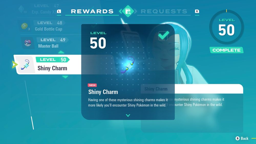 A screenshot of me acquiring the shiny charm in Pokemon Legends Z-A