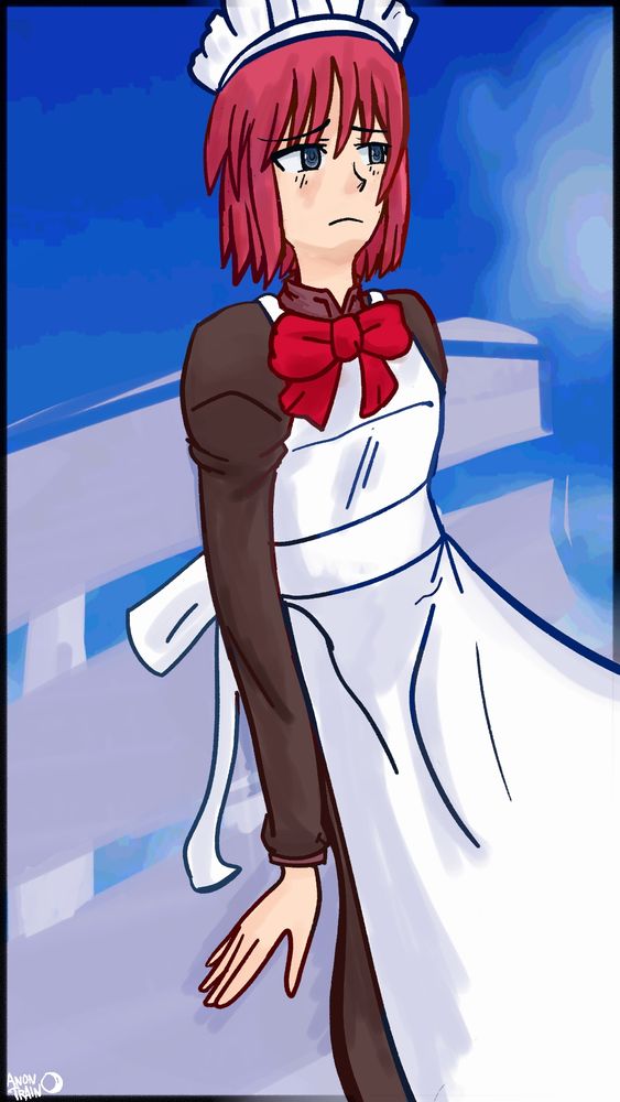 Hisui from Tsukihime sitting on an odd bench.