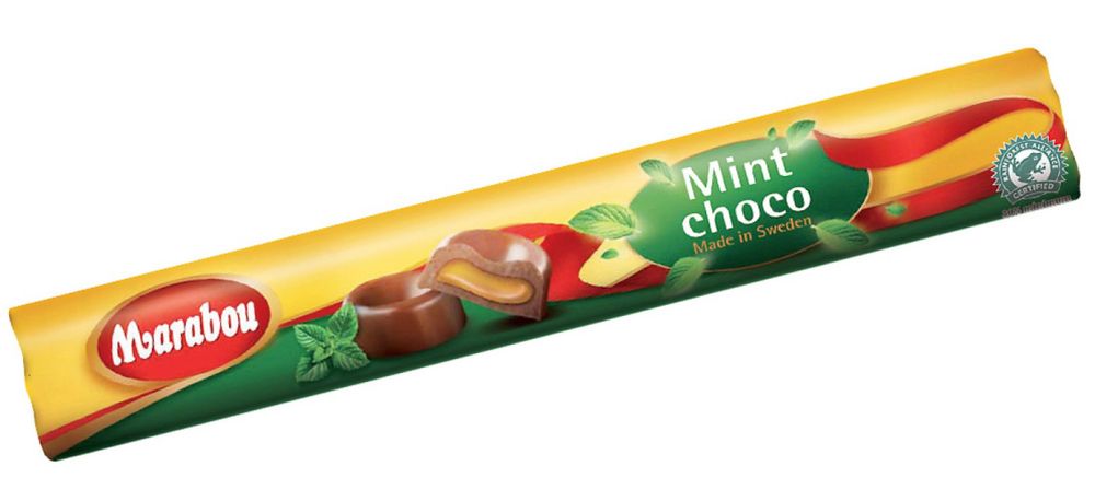 A roll of Marabou Mint choco candies. 