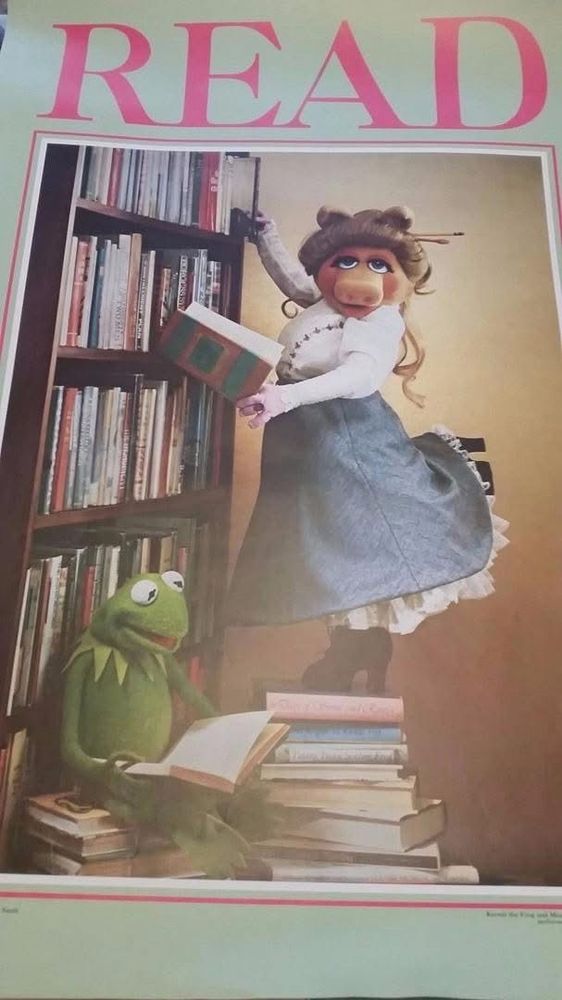 1980-ish American Library Association “Read” poster, featuring Kermit & Miss Piggy dressed in Victorian-era librarian garb