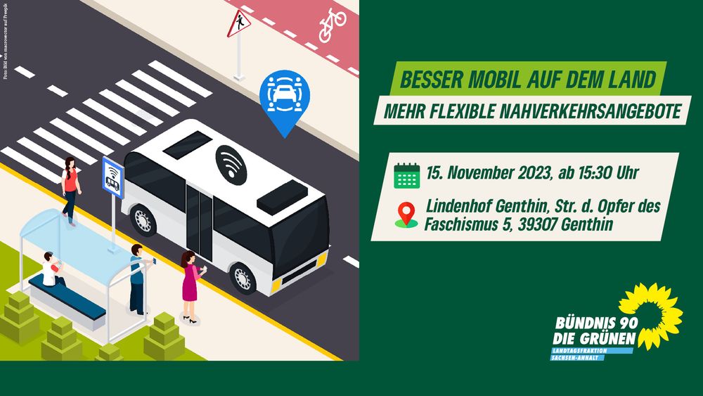 Ein Bus, der an einer Bushaltestelle hält. Menschen stehen davor, die mit Hilfe ihres Handys den Bus über eine App gerufen haben.