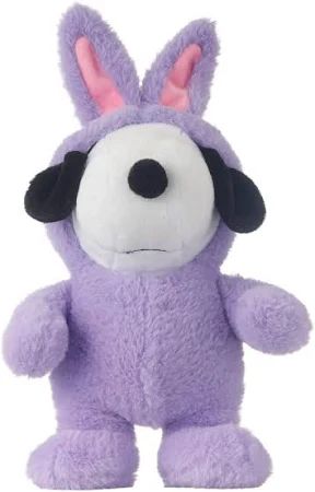 snoopy dressed like a purple rabbit