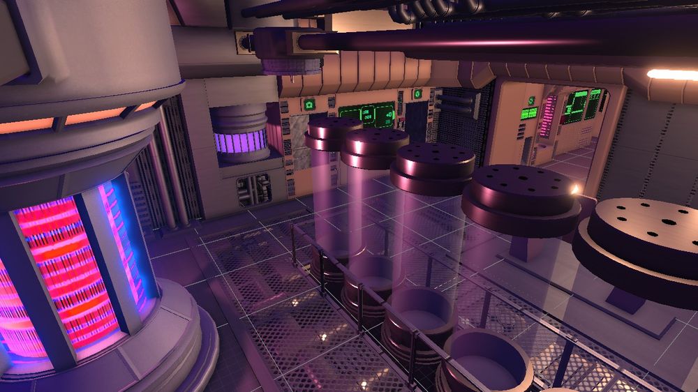 The interior of a sci-fi vessel.