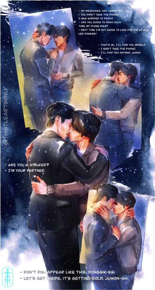 A short fanart in a form a comic that shows a tender moment between Lee Dongsik and Han Joowon from Beyond Evil kdrama. 
Joowon seems to be anxious that Dongsik didn't pick up the phone for a while and Dongsik assures him that all is going to be fine and that whatever happens he will find Joowon himself. 
And all is going to be alright.
