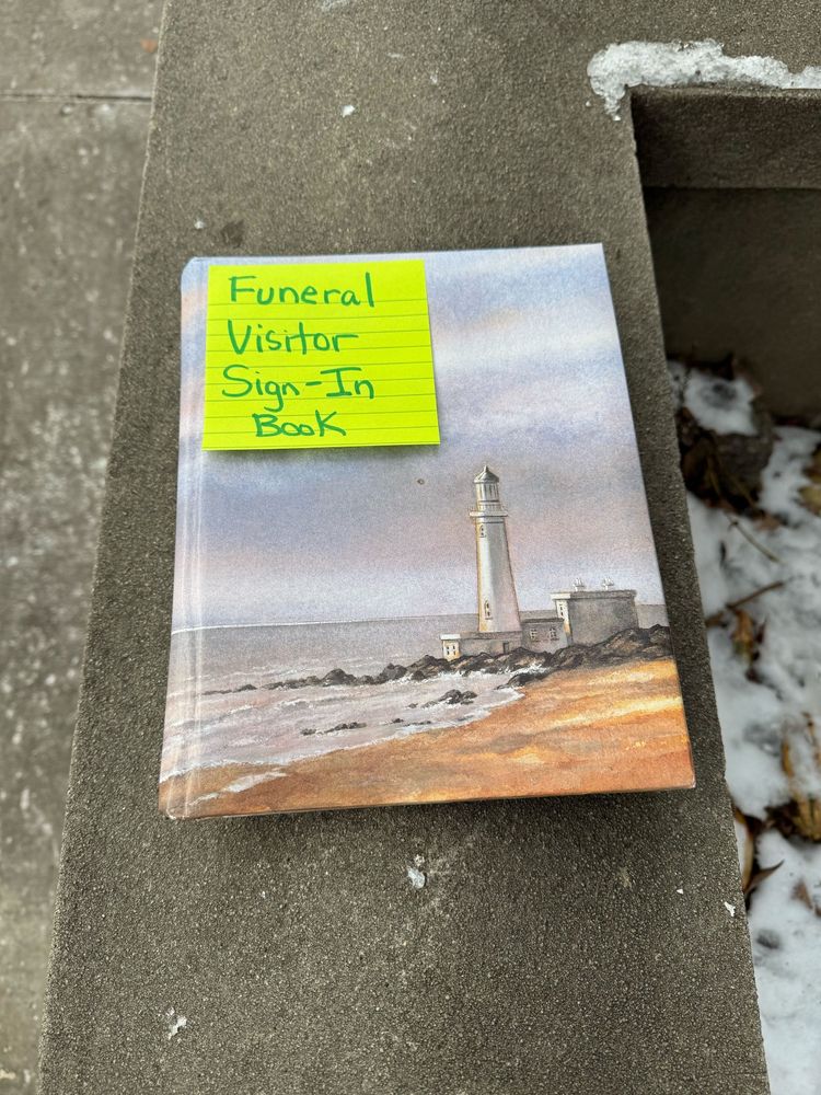 Funeral visitor sign-in book, never used