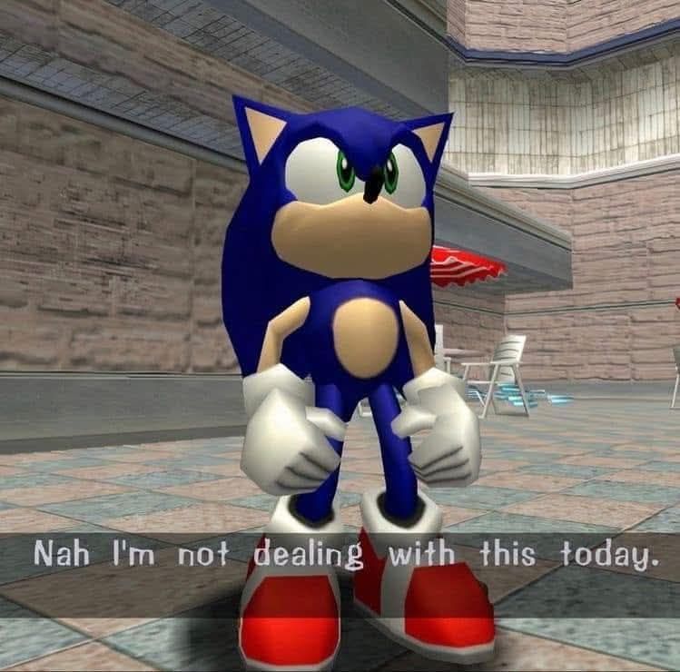 Sonic saying
Nah, I'm not dealing with this today 