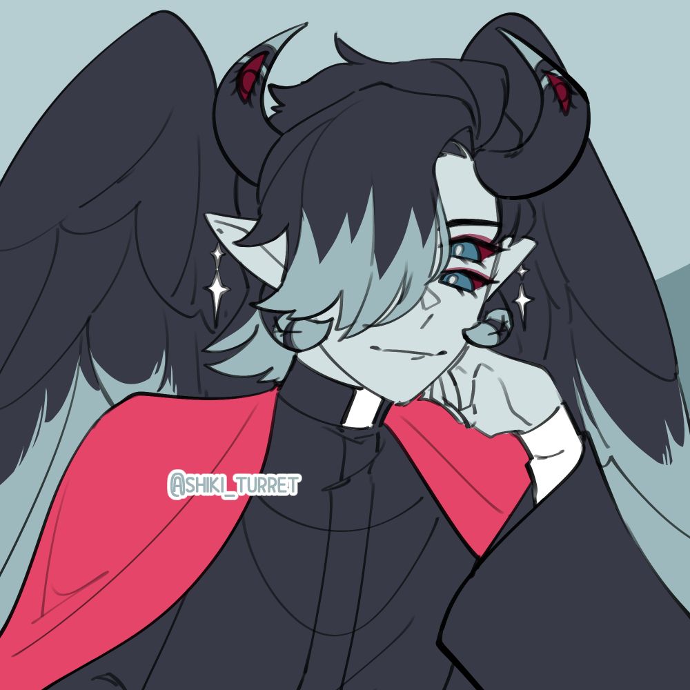 Fallen (ketsy)'s character Azazel. A multi-eyed fallen angel leans to the side and stares at the viewer.