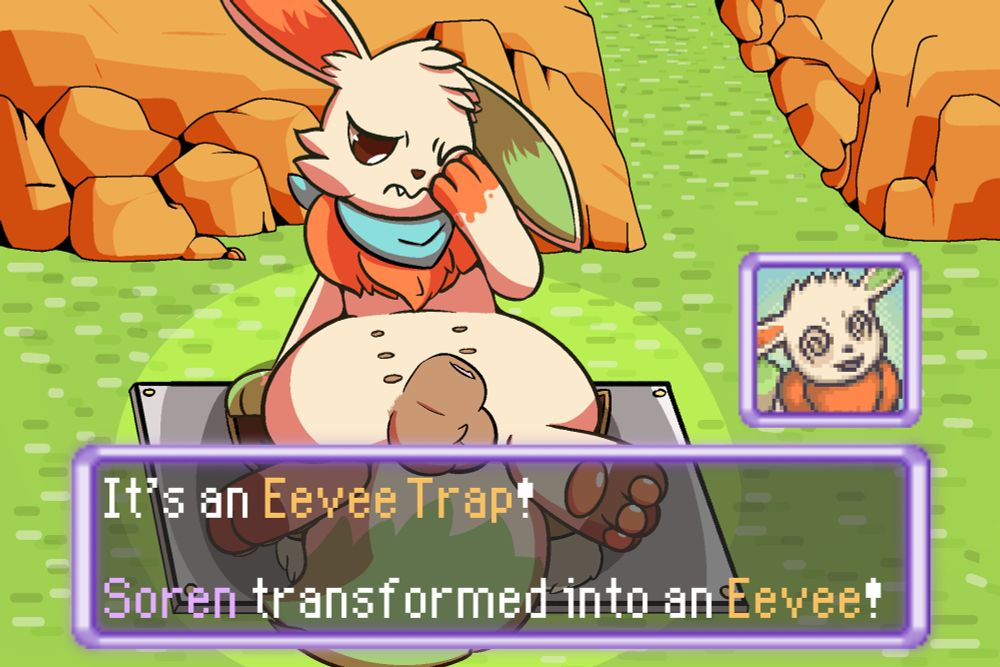 Eevee on a tile. They have a sheath!