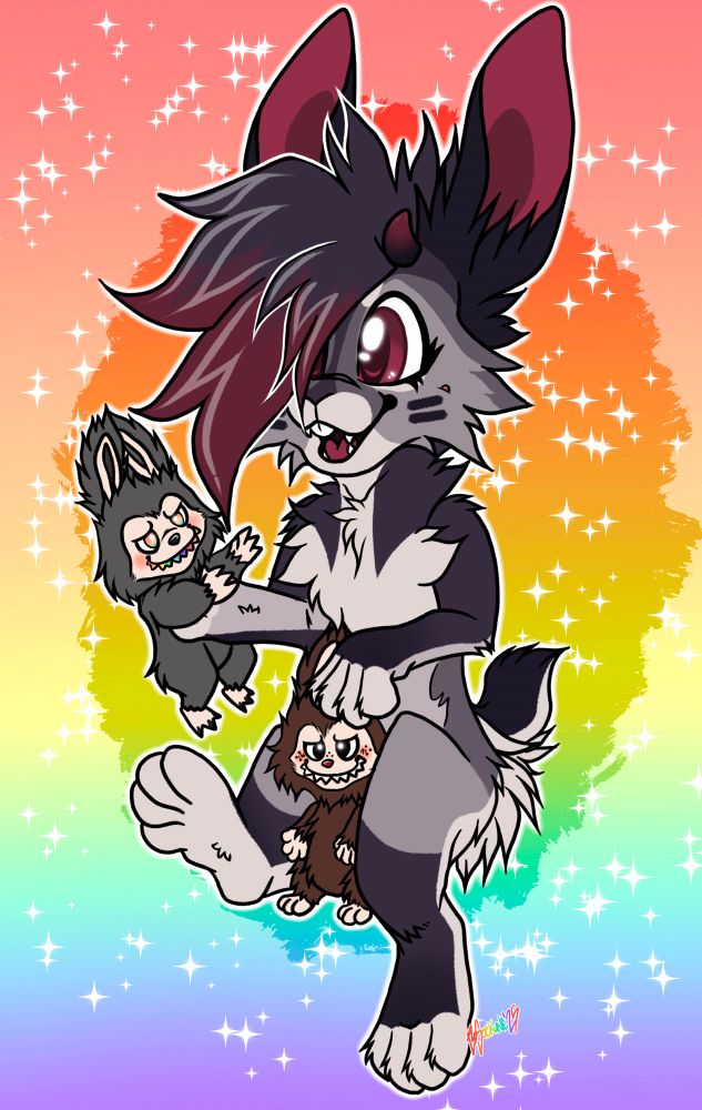 Rowena the Demon Rabbit with her Labubu ID and Duoduo!❣️