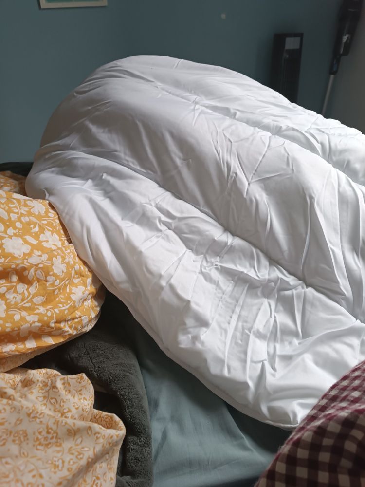 Photo d'une couette blanche sans housse de couette