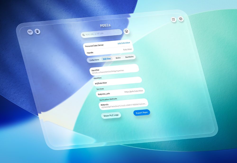 the pssls ui but, like, glassmorphismed. everything is a glass surface, raised at various elevations, the whole thing is sort of isometric, and it's floating on the ios 26 blue background