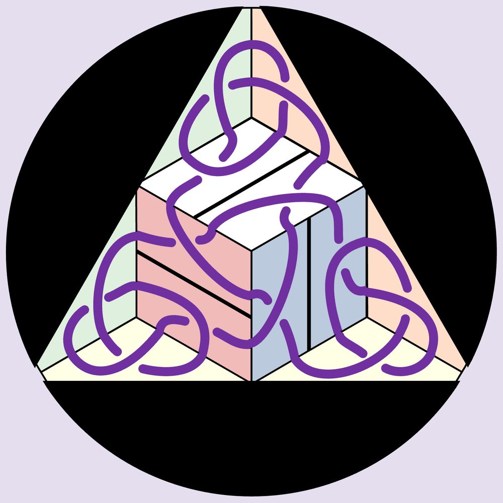 A mathematical knot superimposed on a disk that represents a projection of a Rubik's cube. This knot has 12 crossings and is one of 54 such knots that I have found with Tatyana.