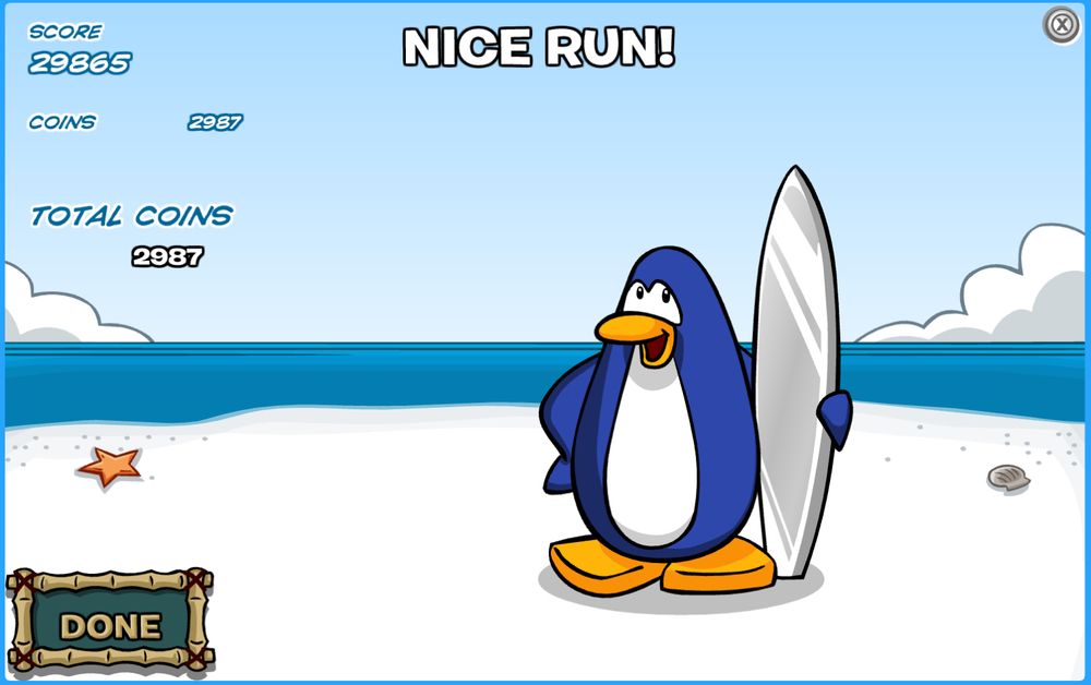 The result screen from Catchin Waves, showing a score of 29865