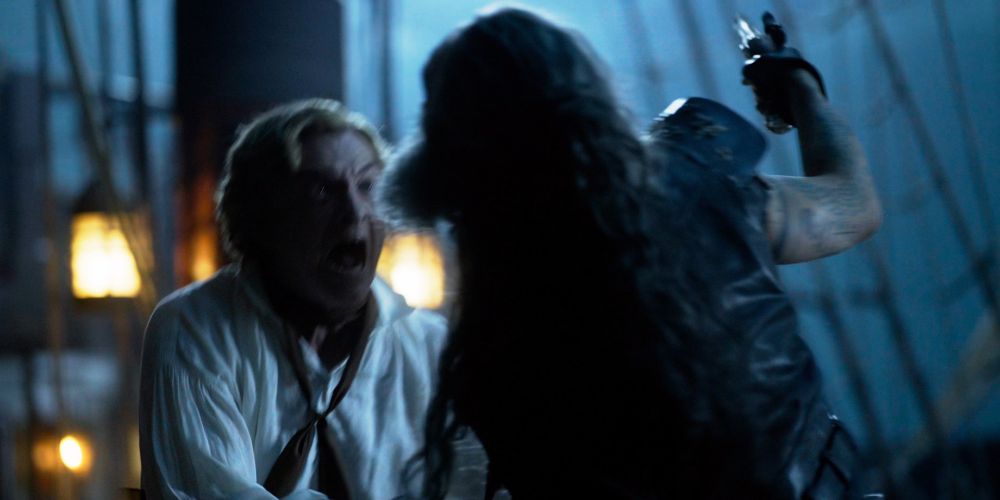 a flashback memory of stede stabbing ed once very deeply and aggressively (our flag means death s2e4)